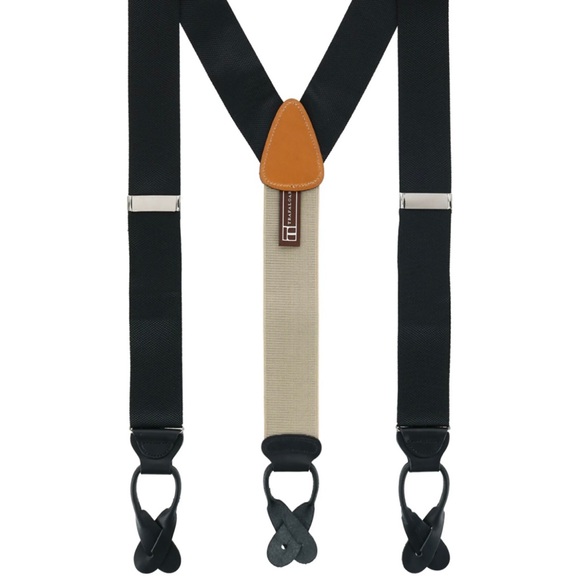 Trafalgar - Mens Hudson Textured Silk Suspenders. Black in the box. NWT.